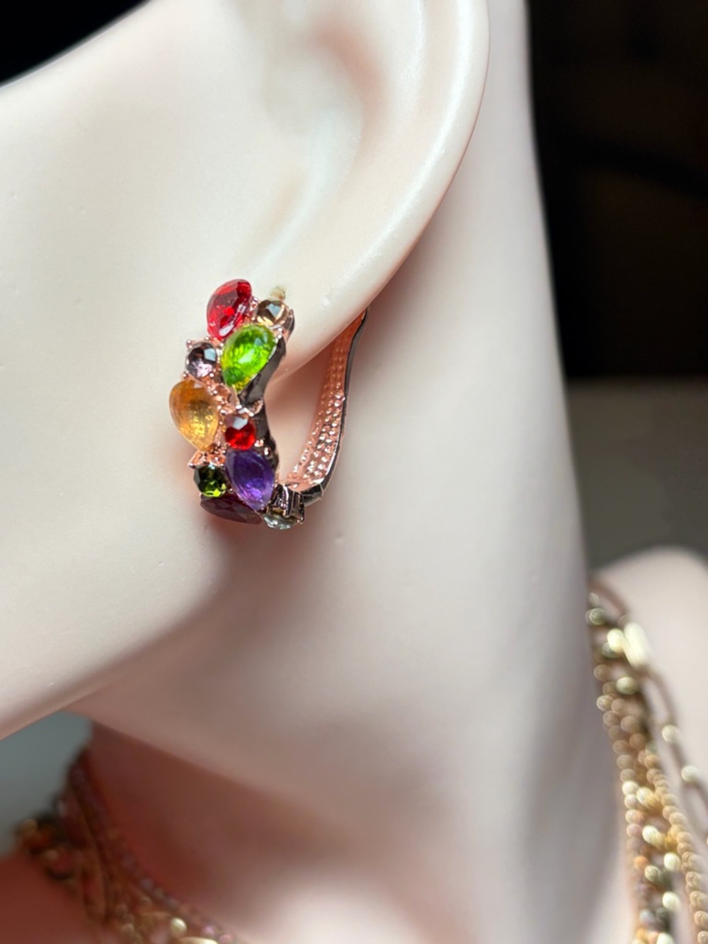 Mona Lisa Zircon Multi Gems Earrings. - Picture 4 of 10